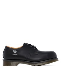 schwarze klobige Leder Derby Schuhe von Raf Simons