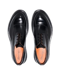 schwarze klobige Leder Derby Schuhe von Santoni