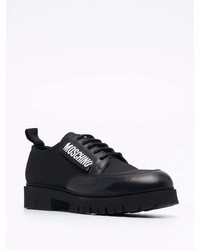 schwarze klobige Leder Derby Schuhe von Moschino