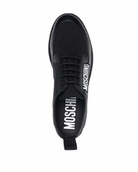 schwarze klobige Leder Derby Schuhe von Moschino