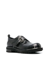schwarze klobige Leder Derby Schuhe von Roberto Cavalli