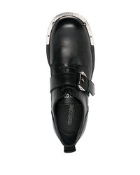 schwarze klobige Leder Derby Schuhe von Roberto Cavalli