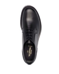 schwarze klobige Leder Derby Schuhe von Valentino Garavani