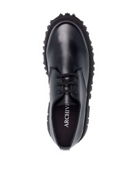 schwarze klobige Leder Derby Schuhe von PHILEO PARIS