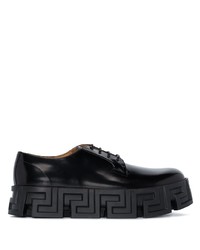 schwarze klobige Leder Derby Schuhe von Versace