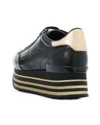 schwarze klobige Leder niedrige Sneakers von Hogan