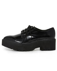 schwarze klobige Leder Oxford Schuhe von Jeffrey Campbell