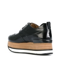 schwarze klobige Leder Oxford Schuhe von Hogan