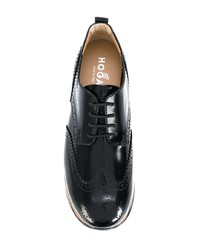 schwarze klobige Leder Oxford Schuhe von Hogan