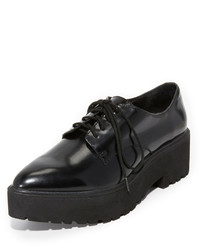 schwarze klobige Leder Oxford Schuhe von Jeffrey Campbell