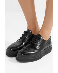 schwarze klobige Leder Oxford Schuhe von Prada