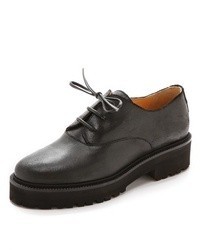 schwarze klobige Leder Oxford Schuhe von Maison Martin Margiela
