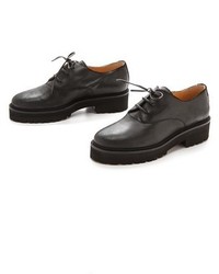 schwarze klobige Leder Oxford Schuhe von Maison Martin Margiela