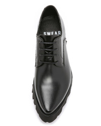 schwarze klobige Leder Oxford Schuhe von Swear