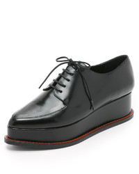 schwarze klobige Leder Oxford Schuhe von Opening Ceremony
