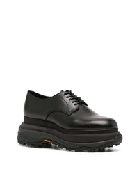 schwarze klobige Leder Oxford Schuhe von Sacai