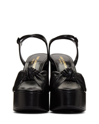 schwarze klobige Leder Sandaletten von Saint Laurent