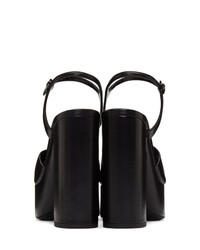 schwarze klobige Leder Sandaletten von Saint Laurent