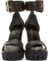 schwarze klobige Leder Sandaletten von Alexander McQueen