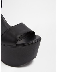 schwarze klobige Leder Sandaletten von Windsor Smith