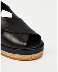 schwarze klobige Leder Sandaletten von Clarks