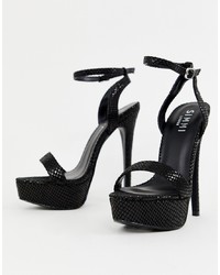 schwarze klobige Leder Sandaletten von SIMMI Shoes