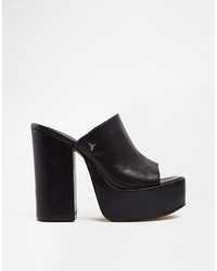 schwarze klobige Leder Sandaletten von Windsor Smith