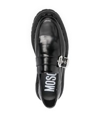 schwarze klobige Leder Slipper von Moschino