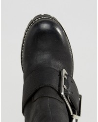 schwarze klobige Leder Stiefeletten von Office