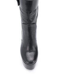 schwarze klobige Leder Stiefeletten von Saint Laurent