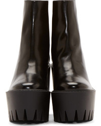 schwarze klobige Leder Stiefeletten von Stella McCartney