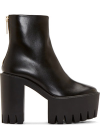 schwarze klobige Leder Stiefeletten von Stella McCartney