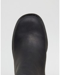 schwarze klobige Leder Stiefeletten von Asos