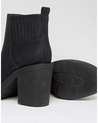 schwarze klobige Leder Stiefeletten von Asos