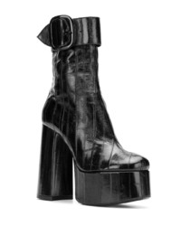 schwarze klobige Leder Stiefeletten von Saint Laurent