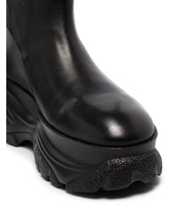 schwarze klobige Leder Stiefeletten von 032c