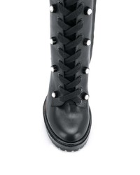 schwarze klobige Schnürstiefeletten aus Leder von Sergio Rossi