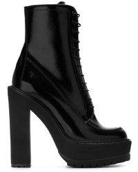 schwarze klobige Schnürstiefeletten aus Leder von Givenchy