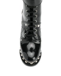 schwarze klobige Schnürstiefeletten aus Leder von Alexander McQueen