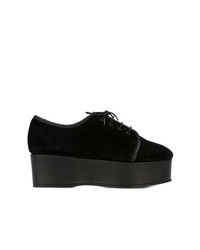 schwarze klobige Wildleder Oxford Schuhe