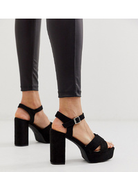schwarze klobige Wildleder Sandaletten von Glamorous