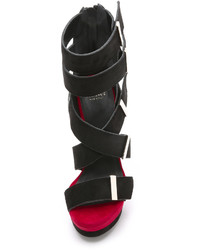 schwarze klobige Wildleder Sandaletten von Versace