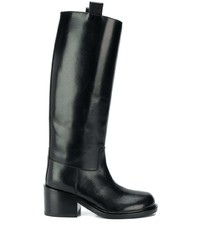 schwarze kniehohe Stiefel aus Leder von A.F.Vandevorst