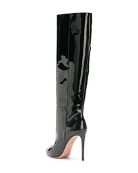 schwarze kniehohe Stiefel aus Leder von Aquazzura