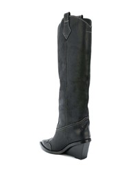 schwarze kniehohe Stiefel aus Leder von MM6 MAISON MARGIELA