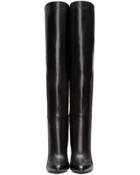schwarze kniehohe Stiefel aus Leder von Versace