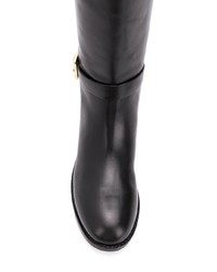 schwarze kniehohe Stiefel aus Leder von Tory Burch