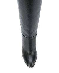 schwarze kniehohe Stiefel aus Leder von Balmain