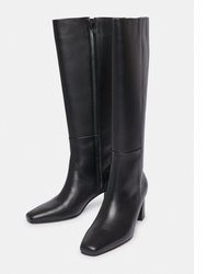 schwarze kniehohe Stiefel aus Leder von Comma