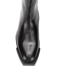 schwarze kniehohe Stiefel aus Leder von Alexander McQueen